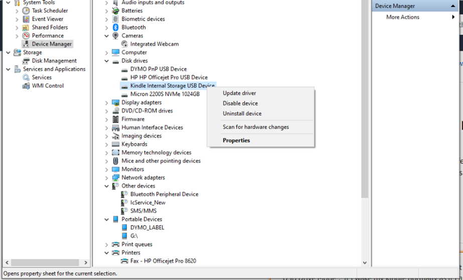 Neither of my Windows 10 PC see my Kindles when connected via USB