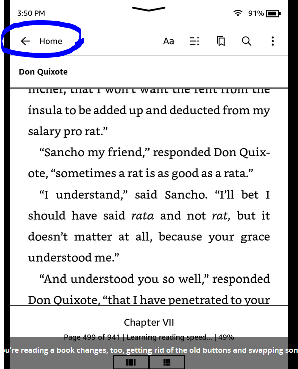 How to get to the Home screen on Kindle Oasis?
