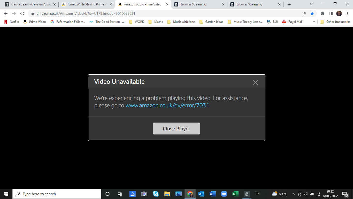 Can't stream Prime Video since getting fibre and downloading online defence