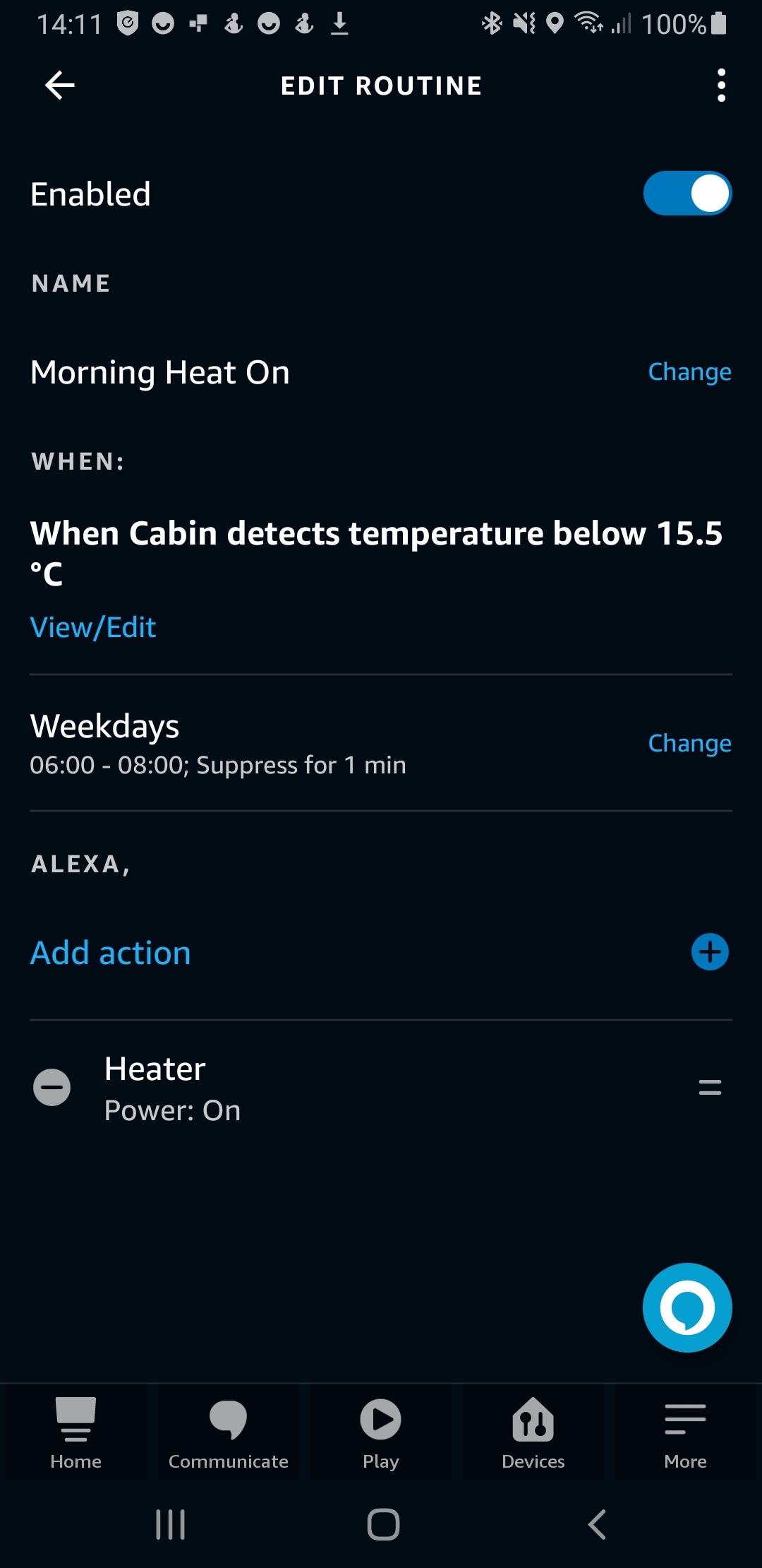 Alexa and Temperature routines - VS Online