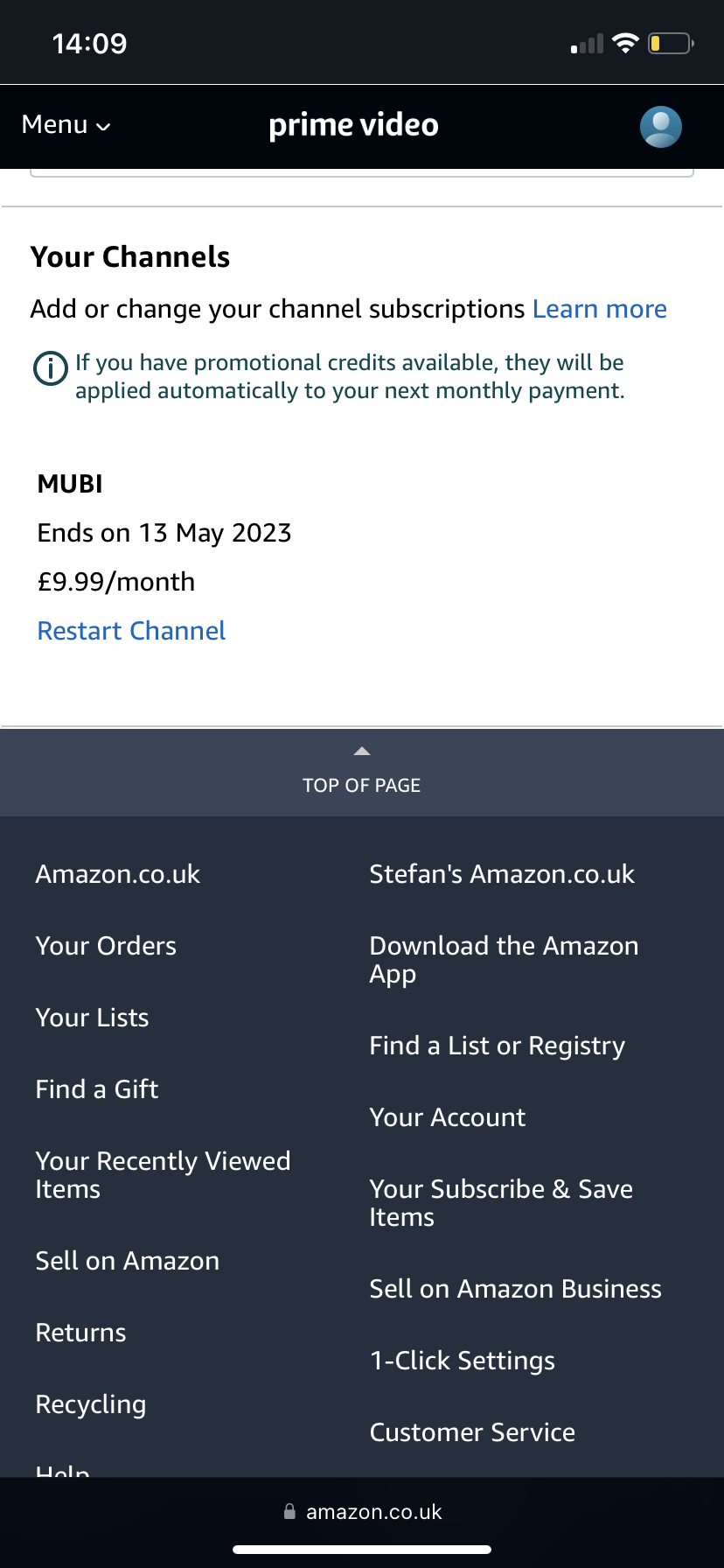 Amazon cancel channel online subscription