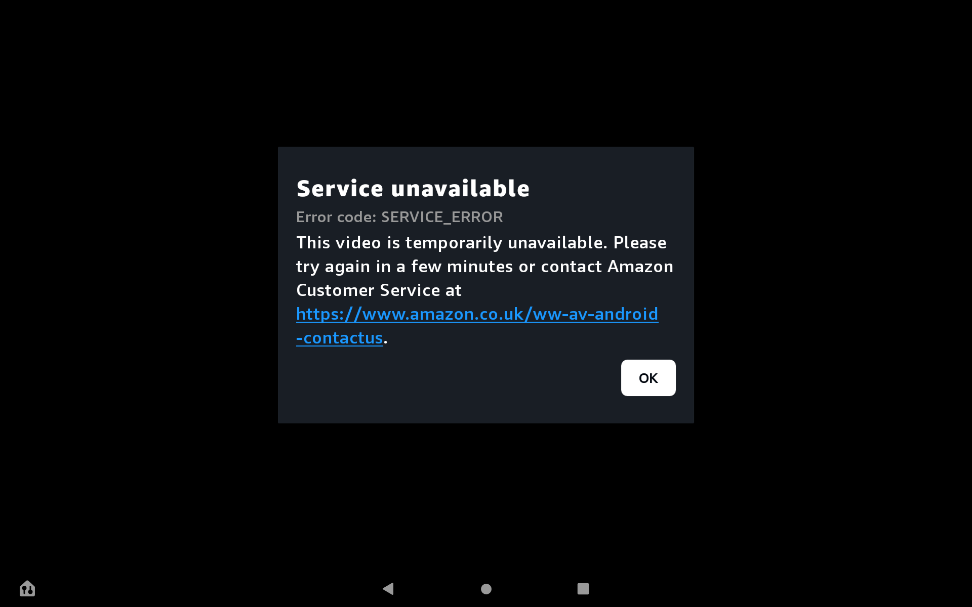 Error when trying to watch rugby on Fire tablet