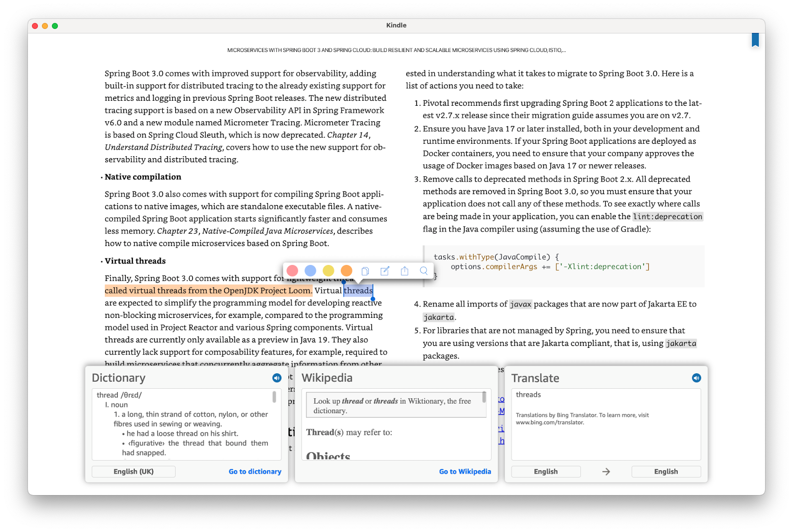 How can I change the dictionary on the new desktop application?