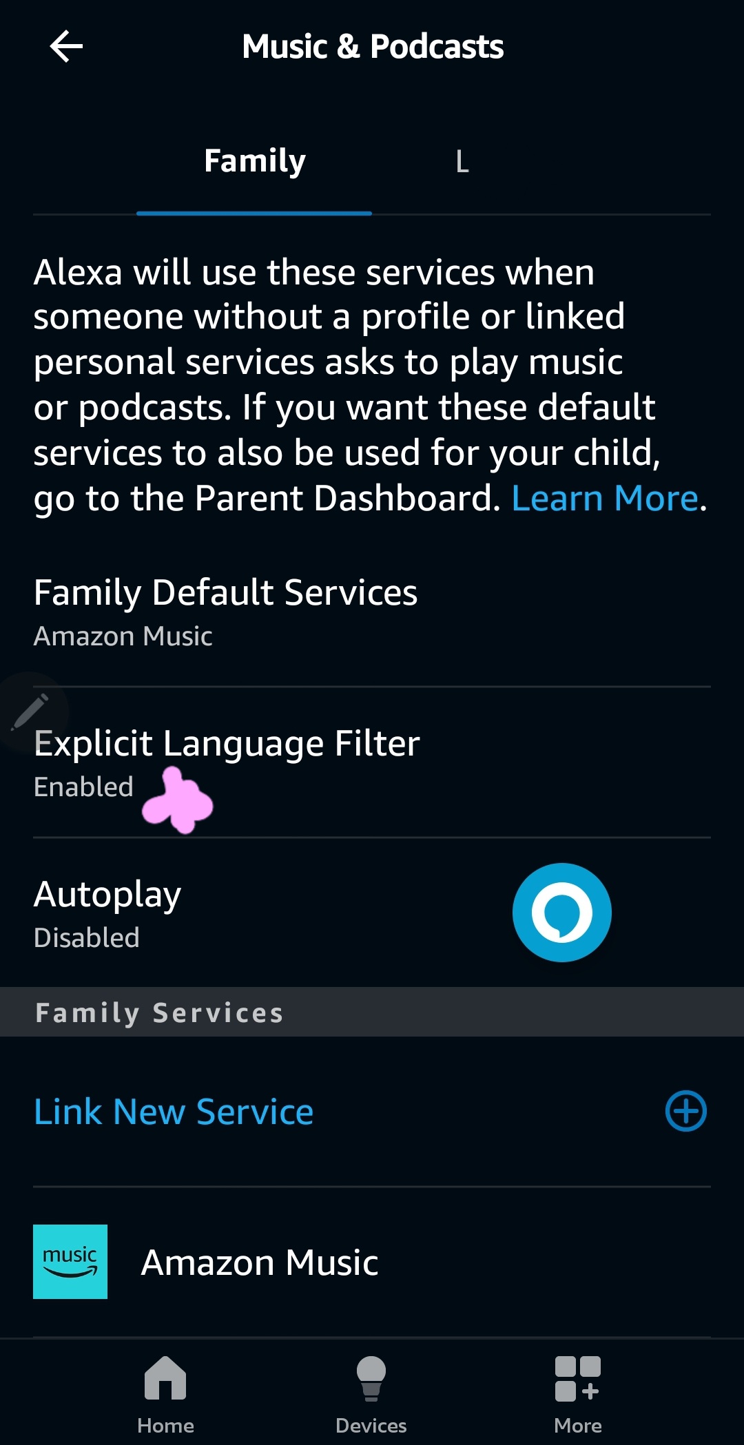 Remove access to Amazon Music on Echo Dot Kids Edition