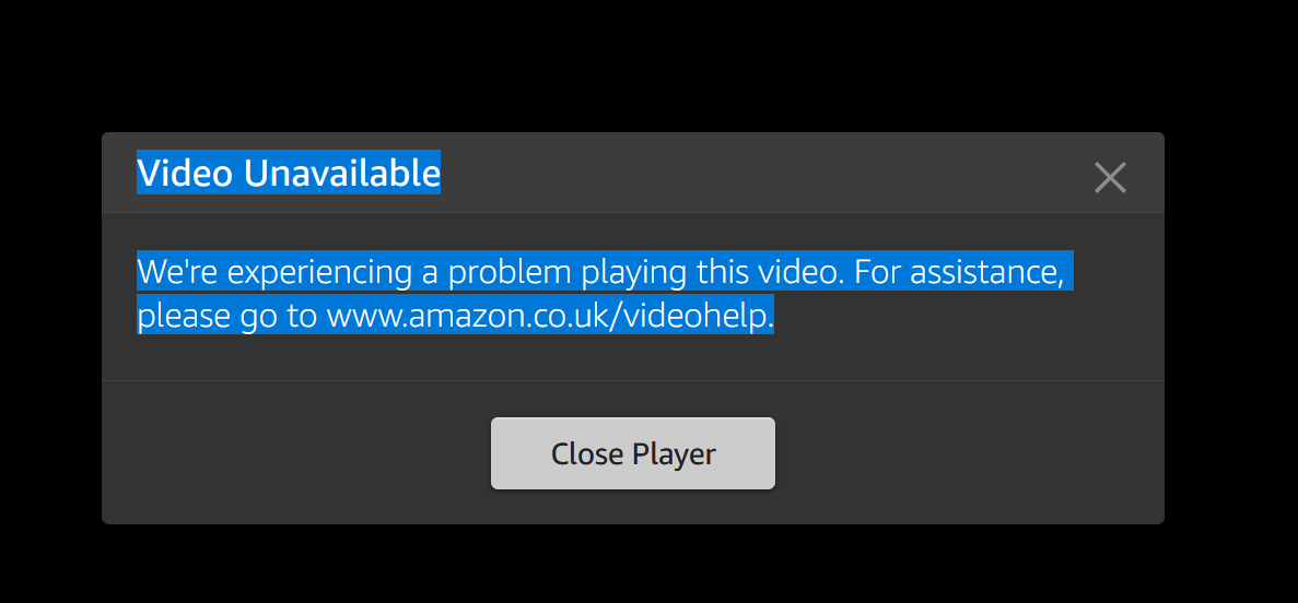 Video unavailable amazon prime sale
