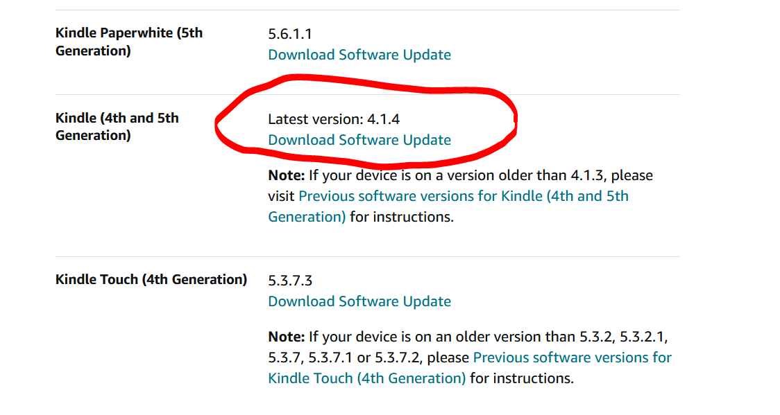 Kindle version 4.1.1 update
